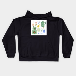 Tea time illustration Kids Hoodie